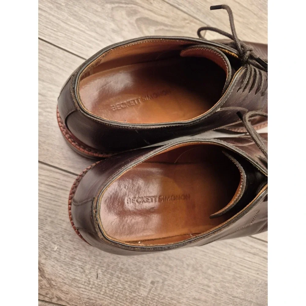 Beckett‎ Simonon Dunham Derby Shoes Brown Leather Plain Toe Blucher Mens Sz 9.5
